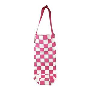 Wine Bag Tote Purse Pink White Checkered w/ Handle Multipurpose Multicolor New
